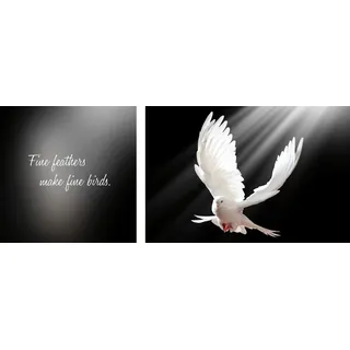 Queence Leinwandbild »Birds« bunt (farbe bild(er): bunt), B:100cm H:40cm T:2cm, Canvas, Holzrahmen, Bilder, Leinwandbild, Premium-Leinwandstoff, Handarbeit aus Deutschland, Spruch, 2er Set,