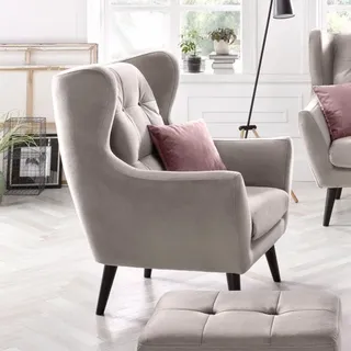 Home affaire Ohrensessel »Hemmink, Sessel, Loungesessel« mit Knopfheftung, rosa