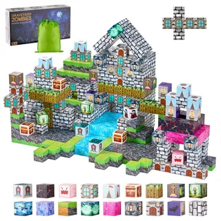 Vevor Magnetische Bausteine, 100-teiliges Friedhofs-Zombie-Set, Magnetblöcke, STEM Montessori-Spielzeug als Weihnachts- & Geburtstagsgeschenk, Konstruktions-Stapelspielzeug, ab 3 Jahren
