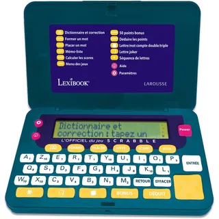 Lexibook, Larousse FISF, offizielles elektronisches Wörterbuch des Scrabble ODS9, ergonomisches Format, große Tasten, Schiedsrichter, Rechtschreibkorrektur, Definitionen, batteriebetrieben, grün/blau,