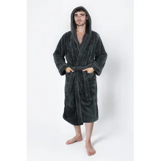 Unisex-Bademantel OTTO HOME "Lillou, ideal für Sauna & Spa, Hotelbademantel, Morgenmantel" Gr. M, grau (anthrazit), L:120cm, Microfaser, Hausmäntel, Unisex-Bademantel, kuschelig weicher Fleece, plüsch, für Damen und Herren, XS-3XL
