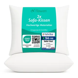 Flowen Kissen 40x40 Kopfkissen 2er Set Dekokissen für Bett und Sofa Innenkissen Hypoallergene Sofakissen Anti-Milben Weiche Zierkissen mit Kissenbezug Mikrofaser Abnehmbar und Waschmaschinenfest