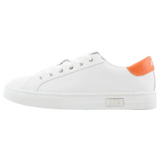 Armani Exchange Women's Mina Cup Sole, Back tab with Logo and Metal Logo Detail on Side, Op. White+ orange, 37.5