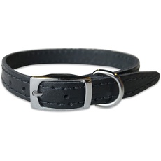 BBD Pet Products Einfarbiges Lederhalsband, 1,27 x 30,5 bis 35,6 cm, Einheitsgröße, Schwarz