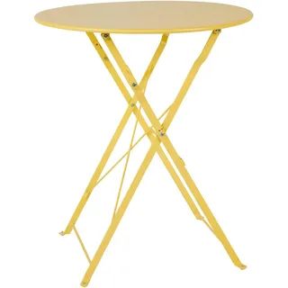 Gartentisch , Gelb , Metall , Uni , rund , X-Form , 70 cm , klappbar, platzsparend , Gartenmöbel, Gartentische, Gartentische