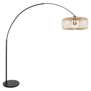 Stehlampe - schwarz - Sparkled Light - bambus metall - bogenlampe - E27 - 4149ZW - Steinhauer - Schwarz