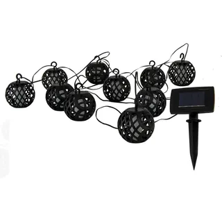 Näve LED-Solar-Kugel-Lichterkette Fogo Schwarz 10 cm x 485 cm x 7 cm