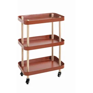 Servierwagen , Naturfarben, Rot, Buchefarben , Holz, Metall , Buche , massiv , rechteckig , 30x76x50 cm , Stauraum, gastro- und objekttauglich , Esszimmer, Barmöbel, Barwagen