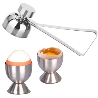 EQLEF Eierbecher Set, Edelstahl-Eierbecherhalter und doppelseitiger Eierdeckel-Öffner-Cracker Große Ostereier-Tasse für weich gekochtes Ei (2 Stück +1 Eieröffner)