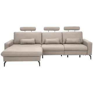 Carryhome Ecksofa , Grau , Textil , Füllung: Polyurethan (PUR),Polyester , Ottomane links, L-Form , 302x180 cm , seitenverkehrt erhältlich, Rücken echt, motorische Relaxfunktion , Wohnzimmer, Sofas & Couches, Wohnlandschaften, Ecksofas