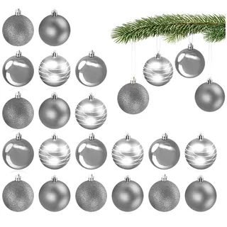COM-FOUR com-four® 20x Weihnachtskugeln, Christbaumkugeln bruchsicher aus Kunststoff für Weihnachten, Baumschmuck für den Christbaum mit Anhänger, Ø 6 cm