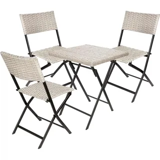 BRUBAKER Balkonset Lugano - Wetterfest klappbar und platzsparend - Poly Rattan Balkonmöbel Set - Sitzgruppe für Balkon, Tisch und 3 Stühle