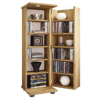 Media-Regal VCM "Holz Schrank CD DVD Regal abschließbar Engalo L", braun (honig, eiche), B:31cm T:31cm, Regale, Media-Regal