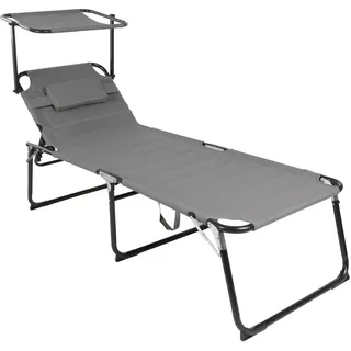 Spetebo Gartenliege XXL Sonnenliege 200 x 70 x 30 cm Grau