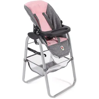 Bayer Chic 2000 - Puppenhochstuhl, Hochstuhl für Puppen, Puppenmöbel, Puppenzubehör, Melange grau, rosa, Klein
