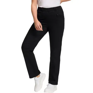 Ulla Popken Damen große Größen Übergrößen Plus Size Basic Stretchhose Mony, farbecht, leicht schmal zulaufend schwarz 30 802969100-30