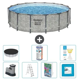 Bestway Steel Pro MAX Rund - 488x122 cm - 6-teilig S602 - Grau