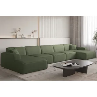 Wohnlandschaft Sofa U-Form CELES PREMIUM XL in Stoff Scala Forest - Grün