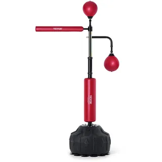 VEVOR Box-Speed-Trainer, Boxsack mit Ständer, Reflex-Boxsack für Jugendliche & Erwachsene, Höhenverstellbares Freistehendes Schlagsack-Set mit Handschuhen, Workout-Speed-Bag für Training Rot