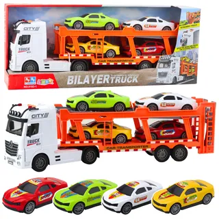 Lora Abschleppwagen-Set mit 4 Autos, Türen zum Öffnen, Lichter und Geräusche
