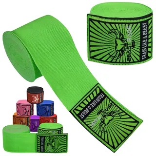 BEAST RAGE Boxbandagen für Herren, Schutz, MMA-Unterstützung, Innenhandschuhe, Kampfsport, Kampfsport, Muay Thai, unter den Handschuhen, 4,5 m, elastische Bandagen (Papagei, 4.5 M)