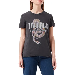 ONLY Damen ONLLUCY REG S/S JRS NOOS Top, Black/Print:Trouble Snake,L