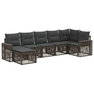 vidaXL Gartensofa-set 7 stk. Grau und Dunkelgrau Poly-Rattan - Grau