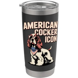 American Cocker Icon | Lustiger Cocker Spaniel mit Sonnenbrille Doppelwandiger Edelstahl-Thermobecher