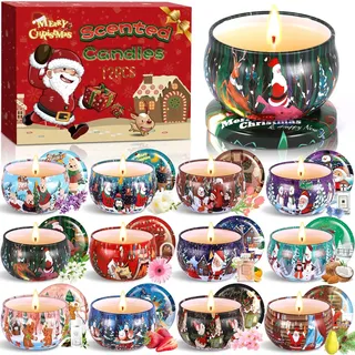 ZQEJEFD Duftkerze Geschenk Set, 12er Pack Duftkerzen Set,Duftkerze Set,Duftkerzen Geschenkset für Damen,Weihnachtskerze,Natürliches Sojawachs,für Weihnachten,Valentinstag,Muttertag,Yoga,Bad,Geburtstag