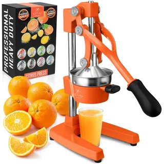 Zulay Kitchen Saftpresse Manuell aus Gusseisen, Saftpresse Orangenpresse Manuell für Zitrusfrüchte, Robuste Obstpresse aus Edelstahl, Cast Iron Juicer, Manual Entsafter für Orangen/Zitronen - Orange