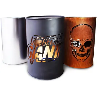 Personalisierte Feuertonne aus massivem Stahl mit deinem Logo passend für viele Feuerplatten - Fabrikneu