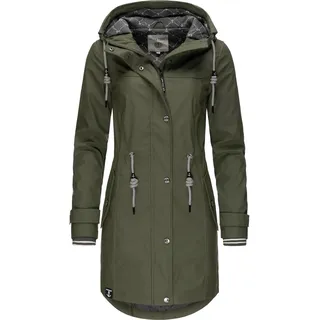 Regenmantel PEAK TIME "Regenjacke L60042", Damen, Gr. 5XL, grün (olive21), Obermaterial: 100% Polyurethan PU.  Obermaterial: Futter: 100% Polyester PES. 100% Polyester PES., Mäntel Regenmantel