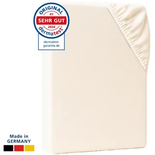 AM Qualitätsmatratzen Spannbettlaken Jersey 130 x 190 cm Creme