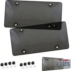 Kennzeichenschild, transparent, 2 Stück, bruchsicher, passend für Standard-Kennzeichen, 15,2 x 30,5 cm, inkl. 8 schwarzen Schraubkappen