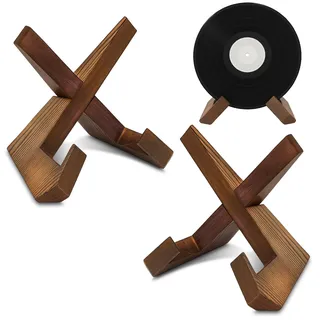 CJAPGJW 2 Stück Schallplattenständer, 18.5x16x12.5 cm Holz Schallplattenhalter, Schallplatten Regal ,Plattenspieler Regal Für Vinyl Alben, Vinyl Stand Dekorative Für Musikliebhaber Und Sammler