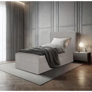 Bett, Boxspringbett, Continentalbett BERG POSO MINI mit Bonell Matratze, Einzelbett mit Container, H3 (100x200 cm, Beige - Poso 105, Ohne Topper) - Beige