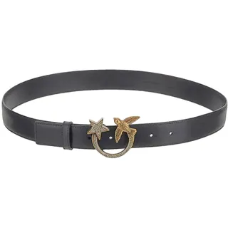 Pinko Damen Love Berry H3 Belt Kalbs-Set Gürtel, Z99u_Black Limousine-Shiny Gold, M