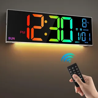 HAITANG Digitale Wanduhr 40,64 cm 16'' schwarz/weiß