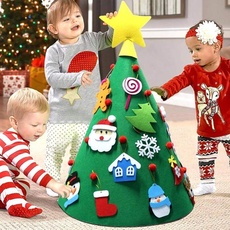 BAKAJI Weihnachtsbaum für Kinder aus Filz mit 15 Weihnachtsdekorationen + Kometaststern Anwendbar Größe 70 x 50 cm Farbe Grün Dekoration Weihnachten Spielzeug Kinderzimmer