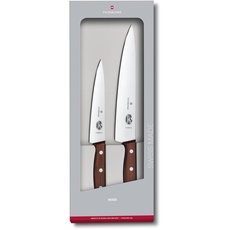 Victorinox Wood Tranchier-Set, mit Kochmesser und Tranchiermesser, 2-teilig, Rostfreier Edelstahl, Holzgriff