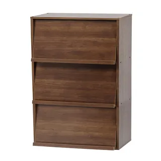 Iris Ohyama, Möbel, Bücherregal, Aufbewahrungsregal, 3 Klapptüren, Design, Solide, Modern, Mehrzweck, Büro, Schlafzimmer, Wohnzimmer - CHR-3 - Braun