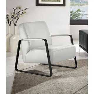 W.Schillig Cocktailsessel quadroo Leder 65 x 82 x 82 cm Weiß mit Kissen