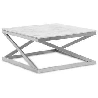 Menzzo Paliano Tisch, Marmor, Silber, L 86 x T 86 x H 43 cm