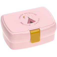 LÄSSIG Kinder Lunchbox Brotdose mit herausnehmbarer Unterteilung, BPA-frei/Adventure Tipi, rosa