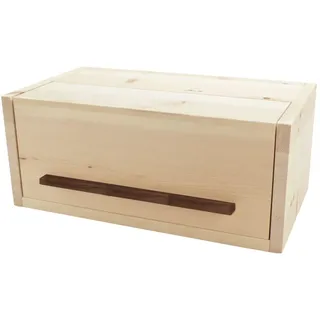 4betterdays Brotkasten Zirbenholz mit Klappdeckel 45 x 25 x 16 cm | Vollholz, Nussholzgriff, Einlegegitter, Made in Austria, extra hoch, naturbelassen, platzsparend, für große Brotlaibe