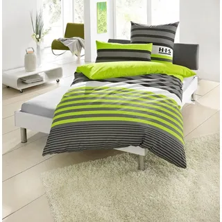 OTTO home Majoran Gestreift Polycotton Grün 135 x 200 cm + 2 x 40 x 80 cm