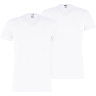 Puma Herren T-Shirt 2er Pack V-Neck Weiß L