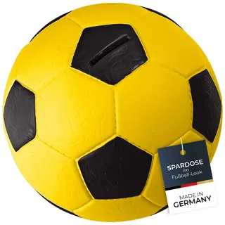 HMF 4790-17 Spardose Fußball Lederoptik 15 cm Durchmesser, schwarz gelb