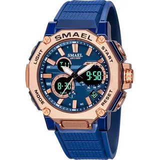 SMAEL TROY Herren Sportuhr - Blau, Golden, Rosa | Robust & Multifunktional KP14091 - Blau, Gold