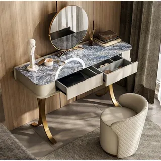 Schlafzimmer Beiger Schminktisch Designer Kosmetiktisch 2x Schubladen - Beige
